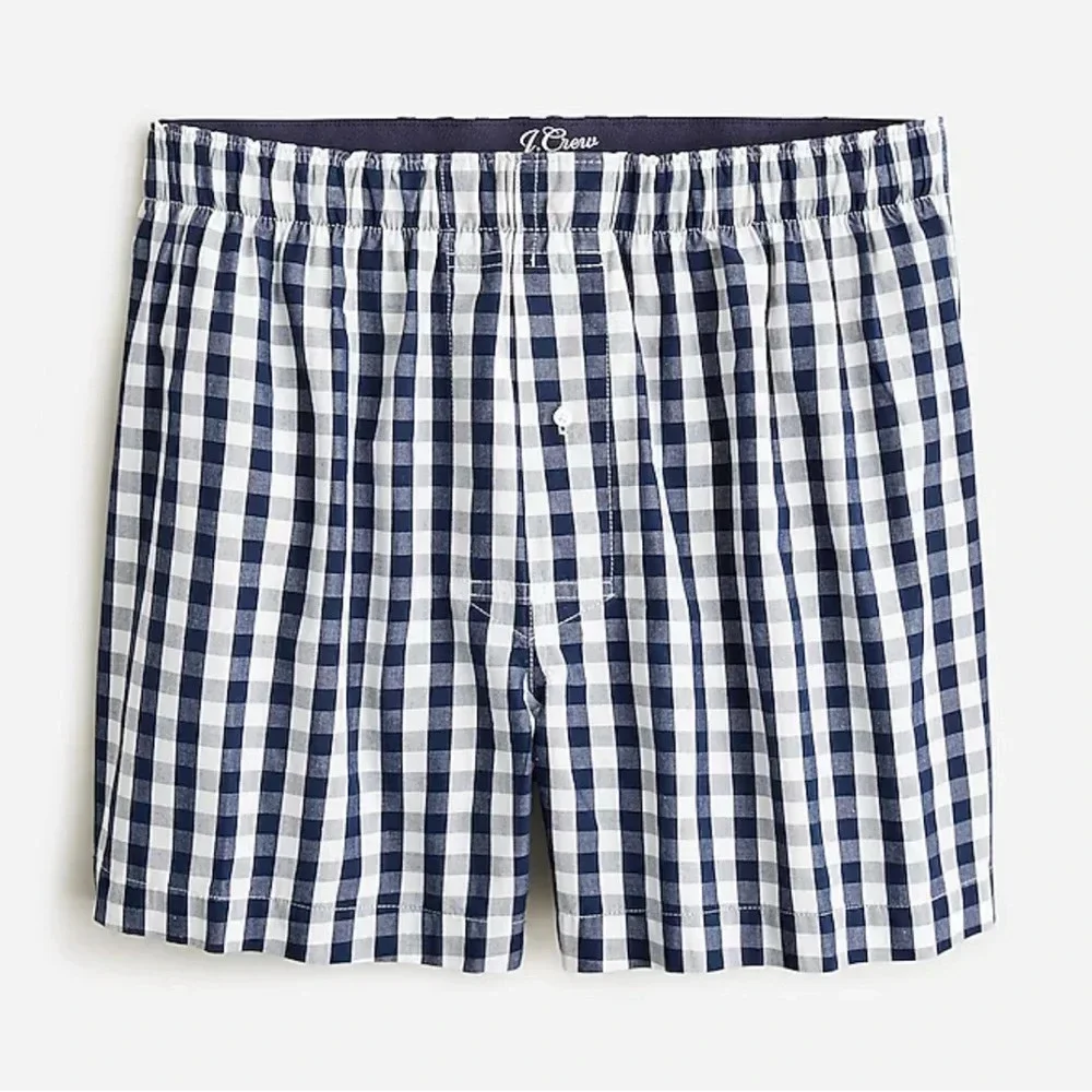 J.Crew Men Navy Blue White Checkered Pattern Boxers Size XS
